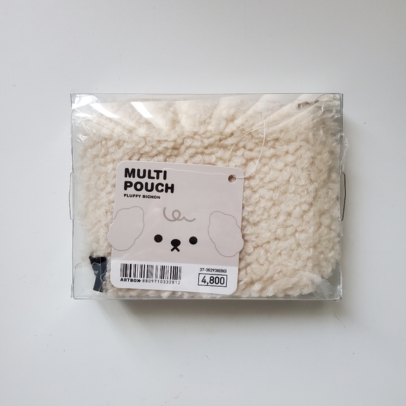 BNWT kawaii Artbox Poodle Fluffy Sherpa Zip Pouch - Picture 2 of 5